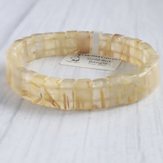 Gold Rutilated Quartz Bangle