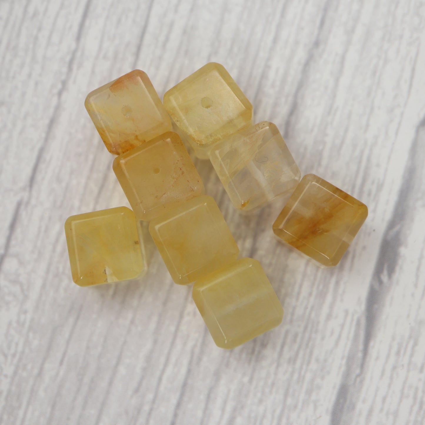 Yellow Fire Quartz Cube Charm