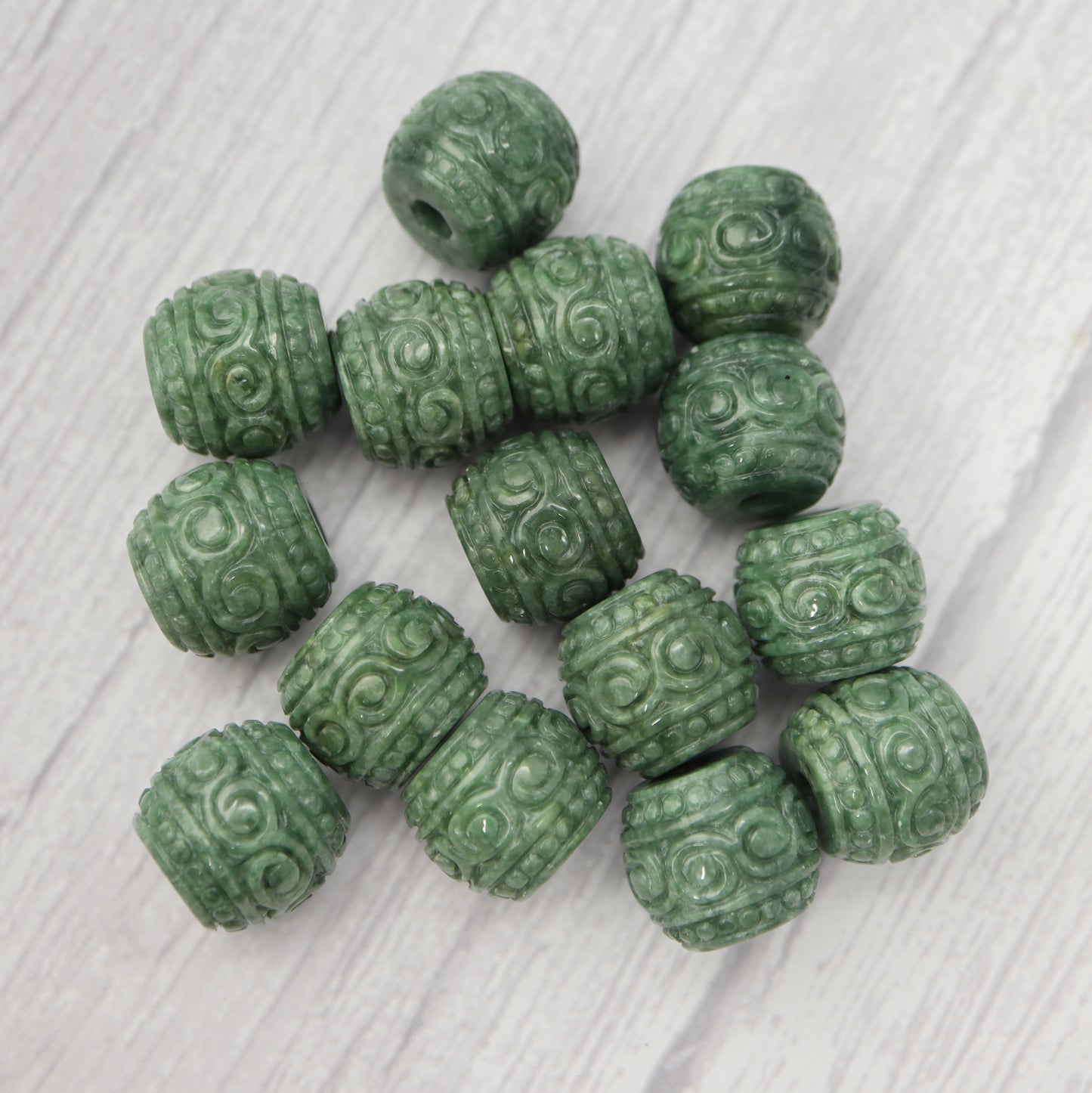 Carved Jade Barrel Charm