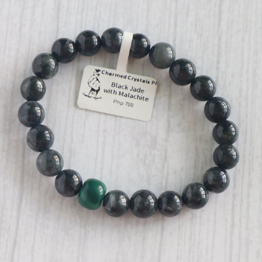 Black Jade with Malachite